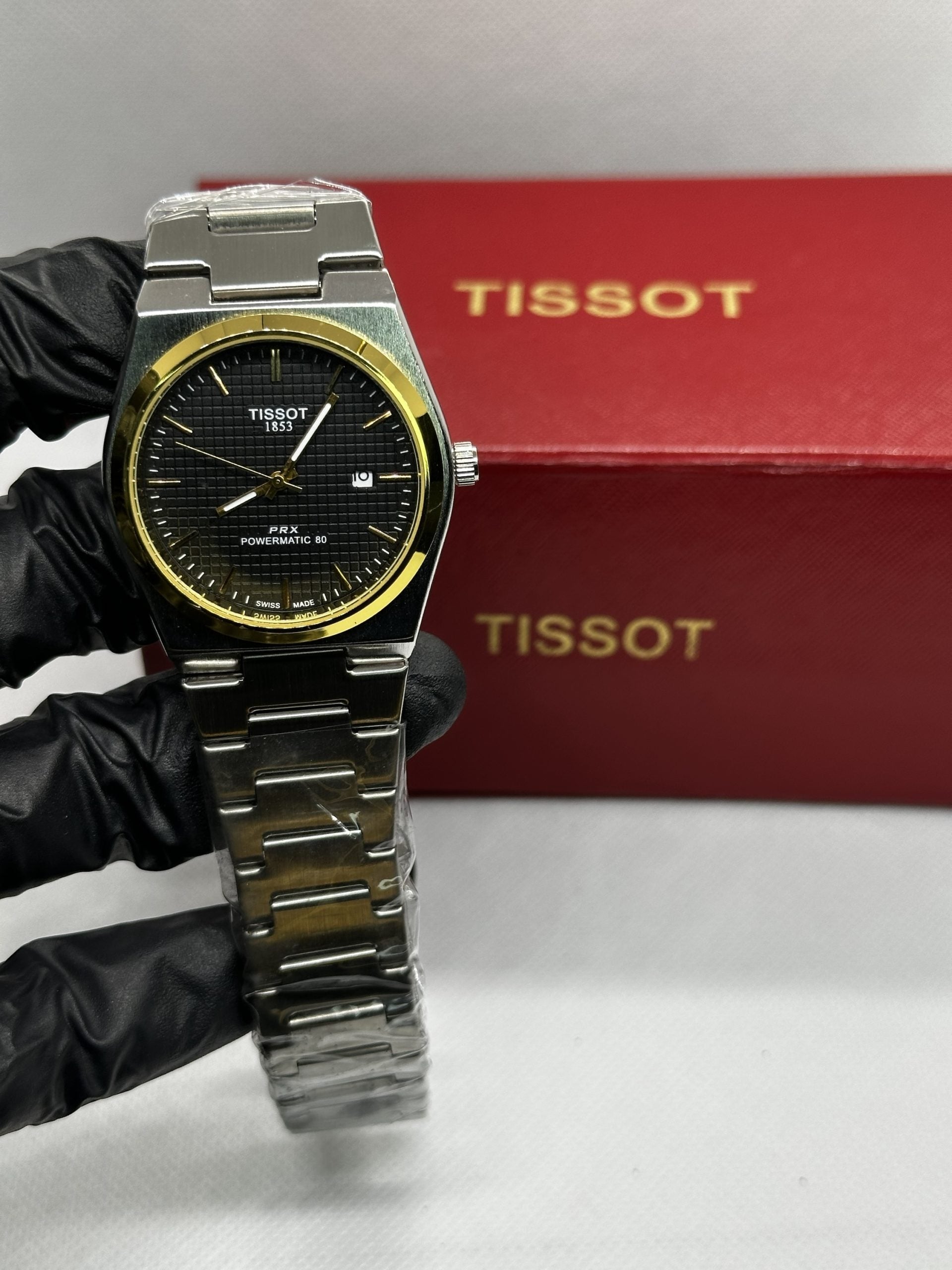 Tissot PRX Silver Stainless Steel Black and Gold